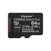 Kingston Technology 64GB microSDXC Canvas Select Plus Gen3 100MB/s A1 tarjeta + adaptador