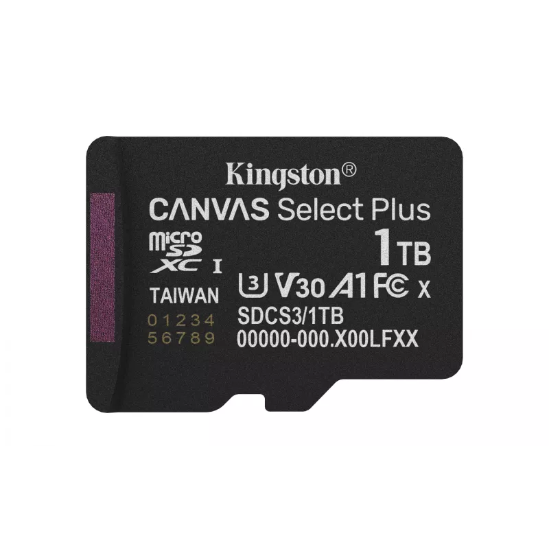 Kingston Technology 1TB microSDXC Canvas Select Plus Gen3 150MB/s A1 tarjeta + adaptador