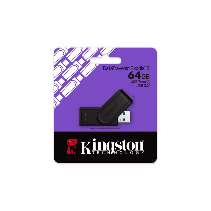 Kingston Technology DataTraveler 64GB USB 3.2 Gen 1 portátil Exodia S (negro/negro)