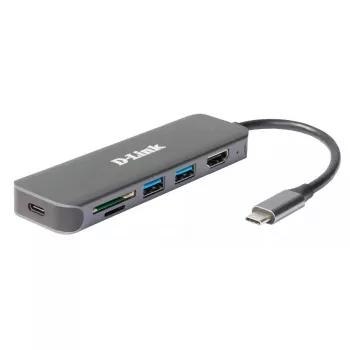 D-Link Hub USB-C 6 en 1 con HDMI/lector de tarjetas/Power Delivery