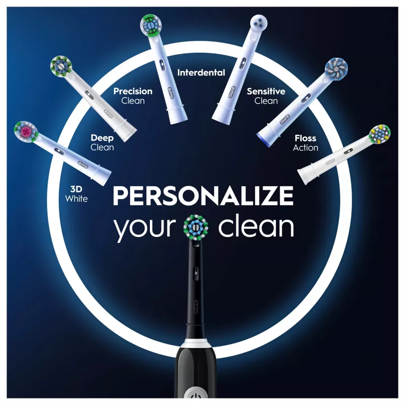 Oral-B Pro 1 Cross Action cepillo de dientes oscilante-rotatorio para adultos, negro