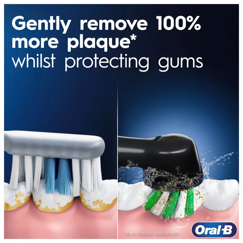 Oral-B Pro 1 Cross Action cepillo de dientes oscilante-rotatorio para adultos, negro