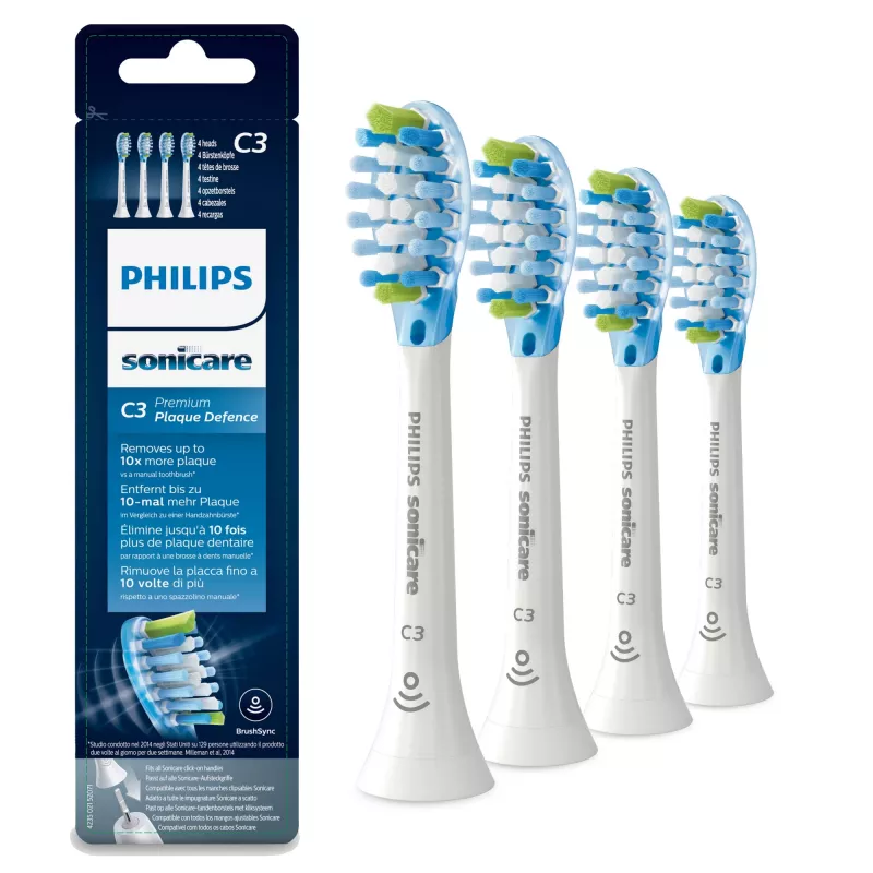 Cabezales de cepillo dental sónico Philips Sonicare C3 Premium Plaque Defence HX9044/17 4x blanco