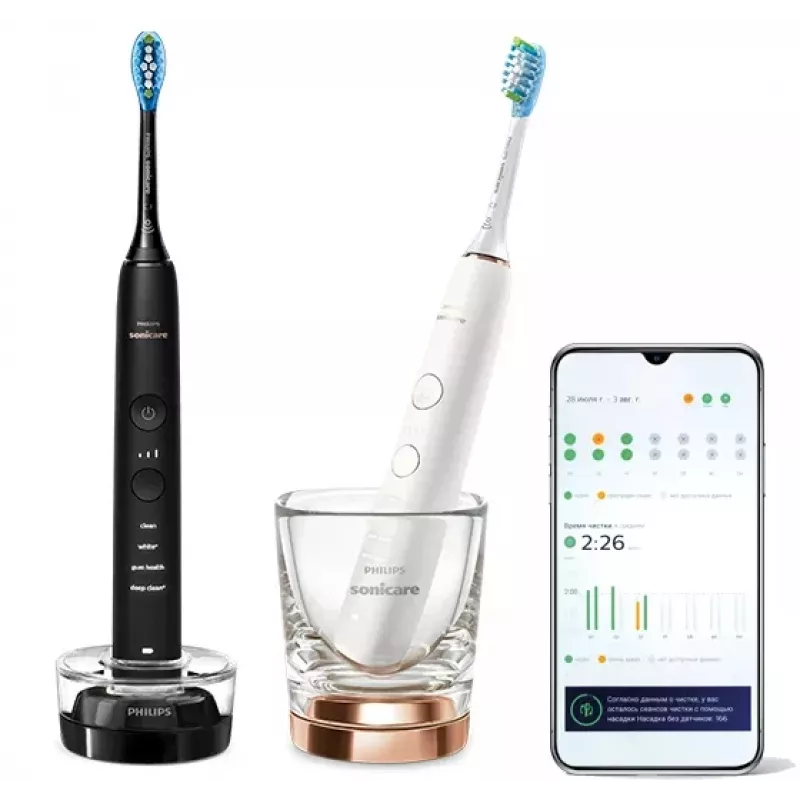 Cepillo de dientes Philips HX9914/57 DiamondClean 9000 pack de 2 negro/blanco