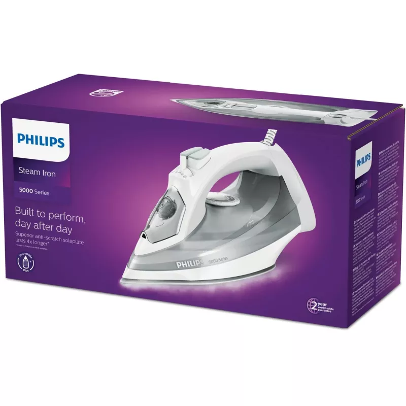 Plancha Philips serie 5000 DST5010/10 plancha de vapor suela SteamGlide Plus 2400 W gris, blanco