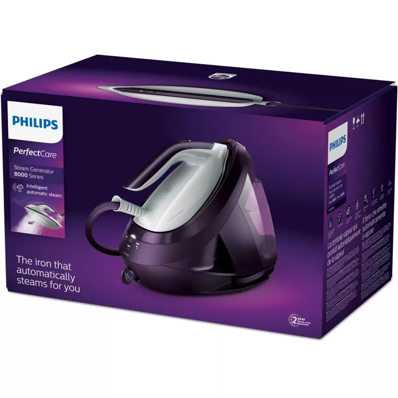 Central de planchado Philips PerfectCare 8000 Serie PSG8050/30 — 2700 W, depósito 1,8 l, 8 bar, 170 g/min vapor constante