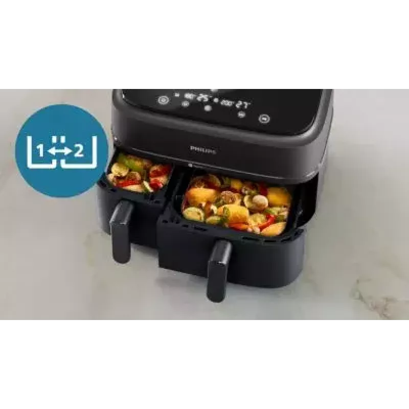 Freidora de aire Philips 3000 Series Dual Basket Airfryer NA352/00 — 9 L, 2750 W, doble cesta, 8 programas, 40–200 °C