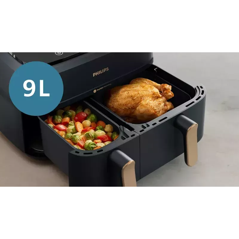 Freidora de aire Philips 3000 Series Dual Basket Airfryer NA352/00 — 9 L, 2750 W, doble cesta, 8 programas, 40–200 °C