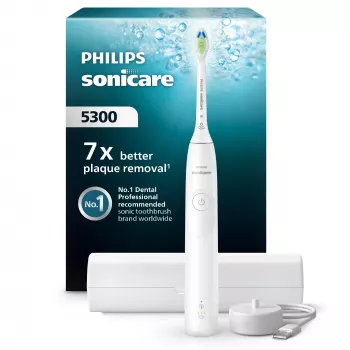 Cepillo de dientes sónico Philips Series 5300 HX7108/02 — 62.000 movimientos/min., 2 velocidades, sensor de presión, estuche de viaje