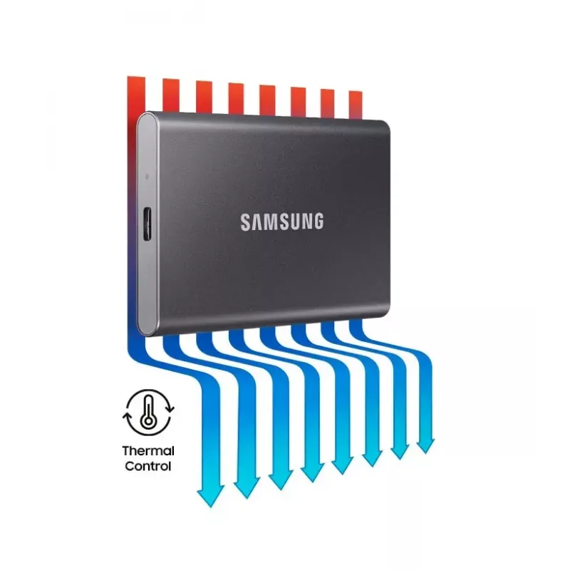 SSD externo Samsung T7 Portable 1 TB, USB-C 3.2 Gen 2, NVMe, cifrado por hardware AES-256, azul