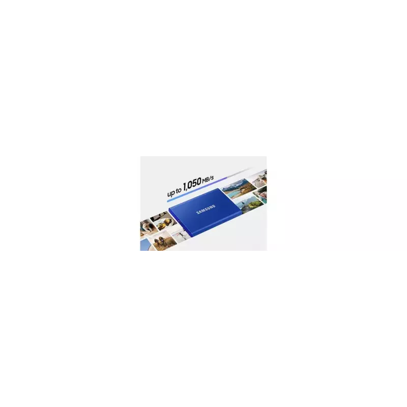 SSD externo Samsung T7 Portable 1 TB, USB-C 3.2 Gen 2, NVMe, cifrado por hardware AES-256, azul