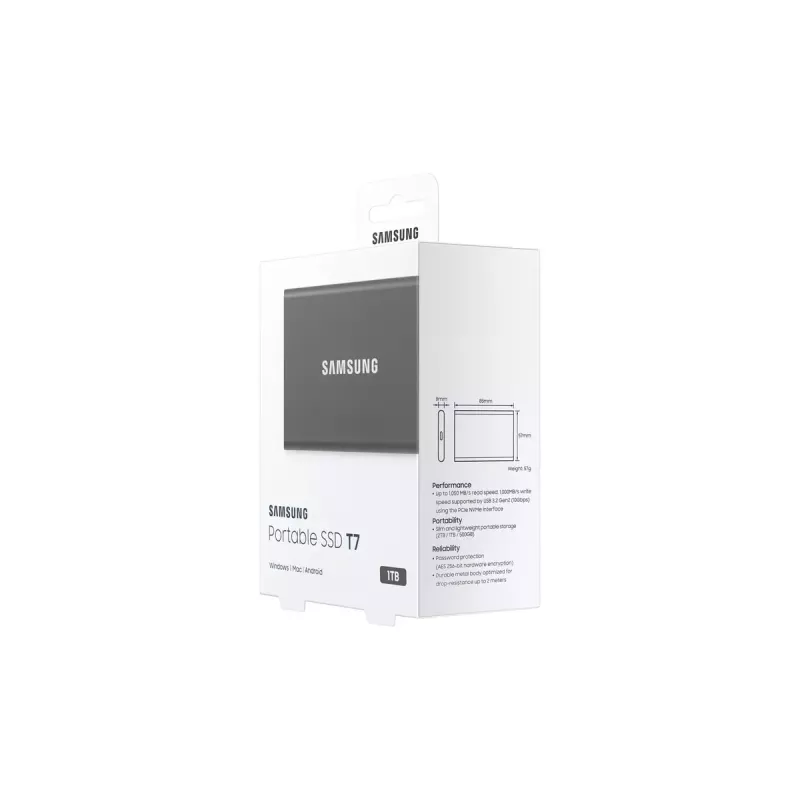SSD portátil Samsung T7 1 TB USB Type-C 3.2 Gen 2 (3.1 Gen 2) gris