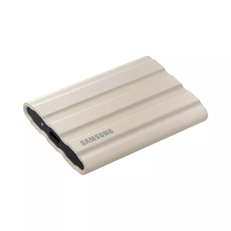 SSD externo Samsung MU-PE2T0K 2 TB NVMe portátil USB Type-C 3.2 Gen 2, lectura 1050 MB/s, escritura 1000 MB/s, carcasa de goma beige