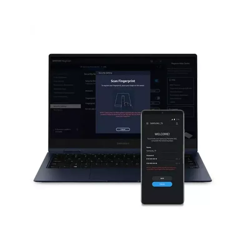 SSD externo Samsung MU-PE2T0R 2 TB USB Type-C 3.2 Gen 2 NVMe, azul, carcasa de goma, resistente al agua