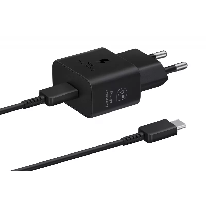 Cargador Samsung EP-T2510 25W USB‑C interior carga rápida, negro, cable de 1 m