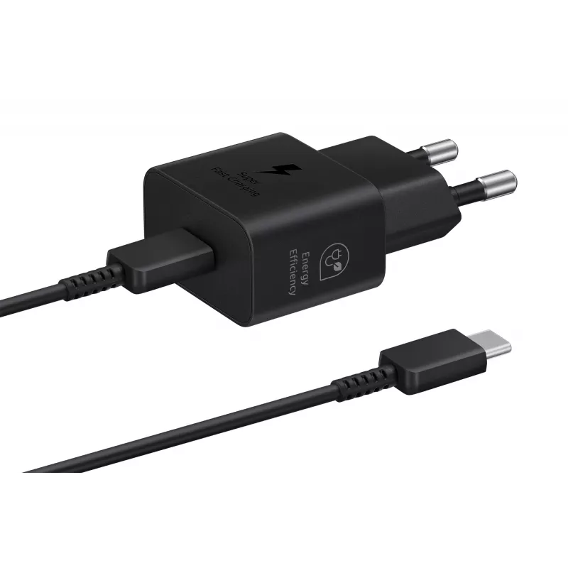 Cargador Samsung EP-T2510 25W USB‑C interior carga rápida, negro, cable de 1 m