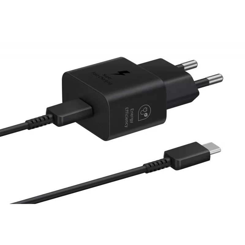 Cargador Samsung EP-T2510 25W USB‑C interior carga rápida, negro, cable de 1 m