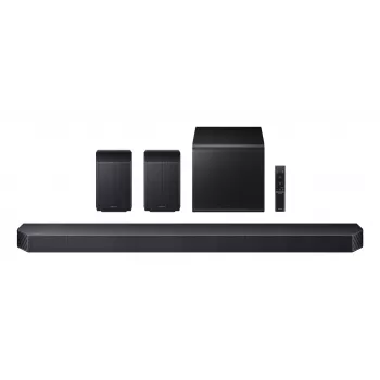 Barra de sonido Samsung HW-Q930F 9.1.4 canales 580 W negra, subwoofer inalámbrico, 17 altavoces