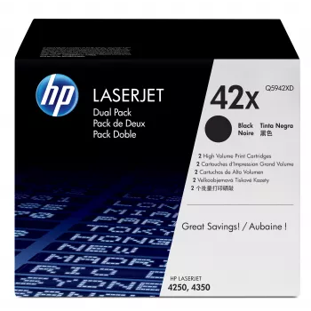 HP 42X pack de 2 tóneres originales LaserJet negros de alto rendimiento