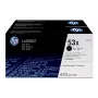 HP 53X pack de 2 tóneres originales LaserJet de alto rendimiento Negros