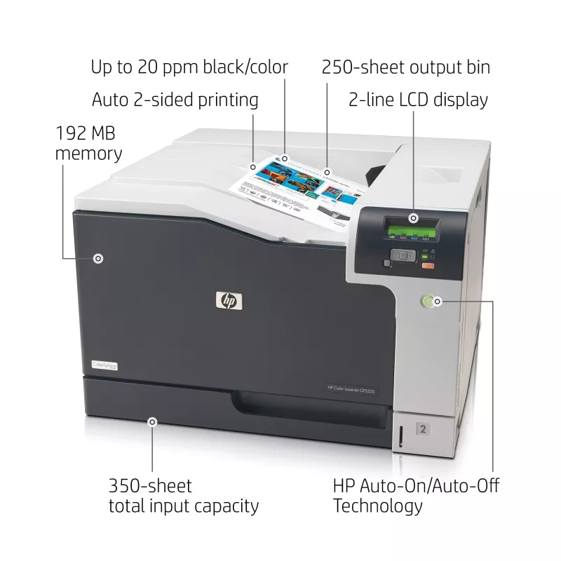HP Color LaserJet Professional CP5225dn Impresora, Láser, Color, 600 x 600 DPI, A3, 20 páginas/min, Impresión a doble cara