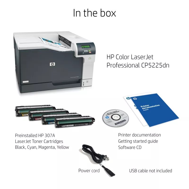 HP Color LaserJet Professional CP5225dn Impresora, Láser, Color, 600 x 600 DPI, A3, 20 páginas/min, Impresión a doble cara