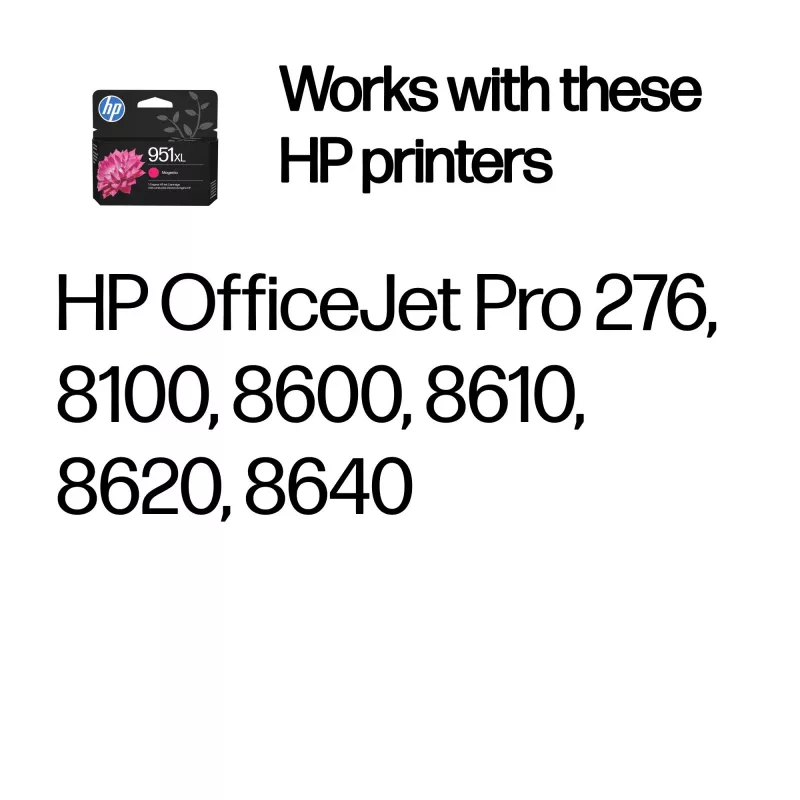 Cartucho de tinta original HP 951XL de alto rendimiento, magenta, 1 ud., 1500 páginas