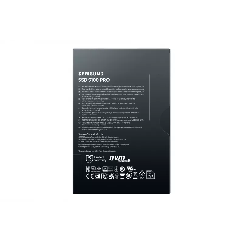 SSD M.2 NVMe Samsung 9100 PRO 1 TB, PCIe 5.0, 2280, lectura 14700 MB/s, escritura 13300 MB/s