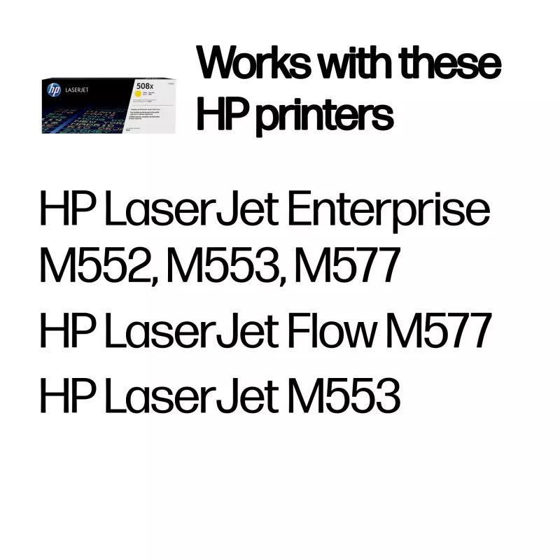Cartucho de tóner original HP 508X amarillo de alto rendimiento LaserJet, 9500 páginas, amarillo, 1 unidad