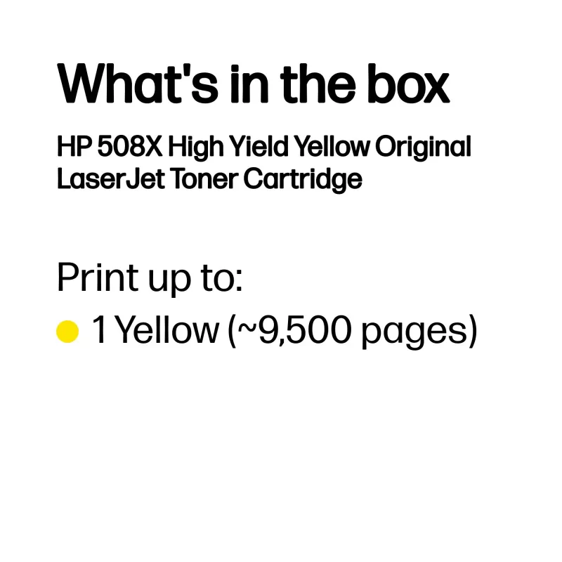 Cartucho de tóner original HP 508X amarillo de alto rendimiento LaserJet, 9500 páginas, amarillo, 1 unidad