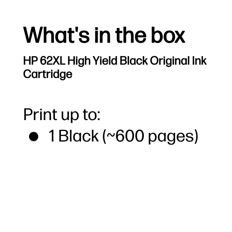Cartucho de tinta original HP 62XL de alto rendimiento, negro, 1 ud., 600 páginas