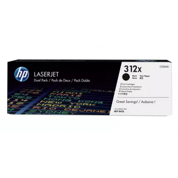 Pack de cartuchos de tóner HP 312X (CF380XD) — 2× negro, alto rendimiento, 8.800 páginas cada uno