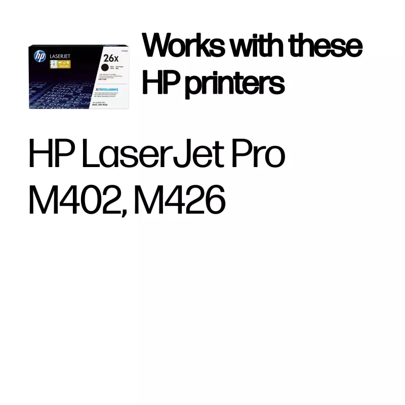 HP 26X Tóner Original LaserJet de Alto Rendimiento Negro, 9000 páginas, Negro, 1 ud.