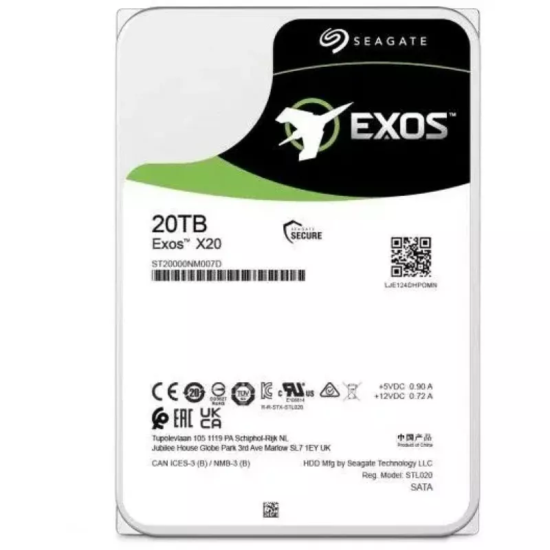 Seagate Enterprise Exos X20 disco duro interno 20 TB 7200 RPM 3,5 pulgadas Serial ATA III