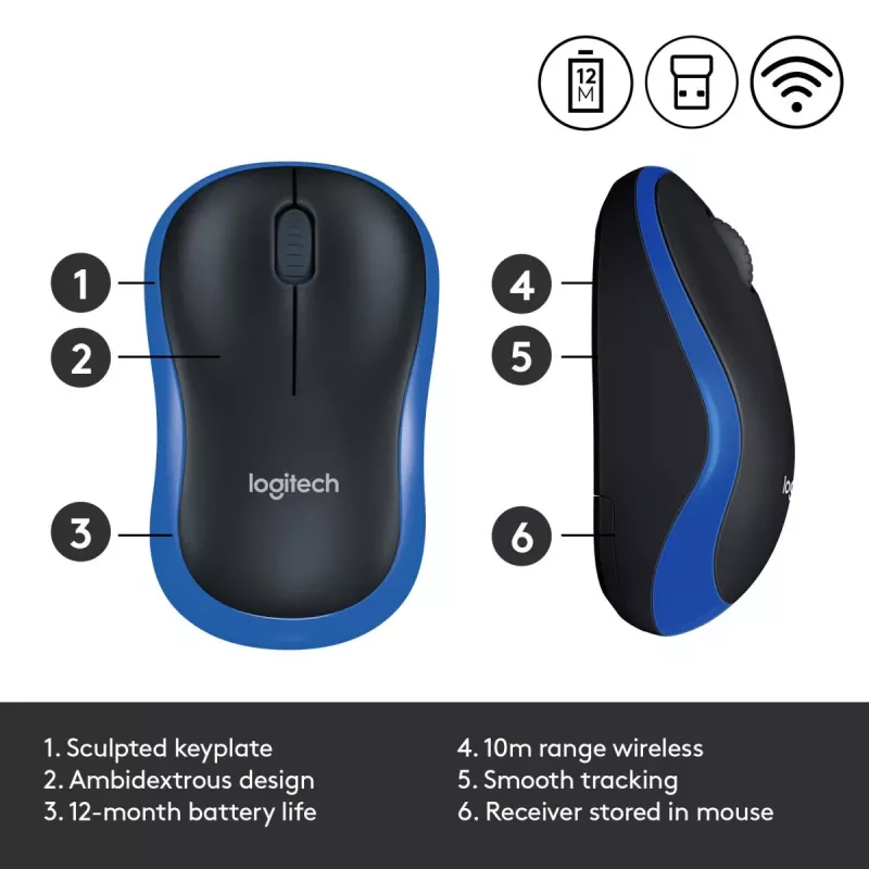 Logitech Wireless Mouse azul 910-002239
