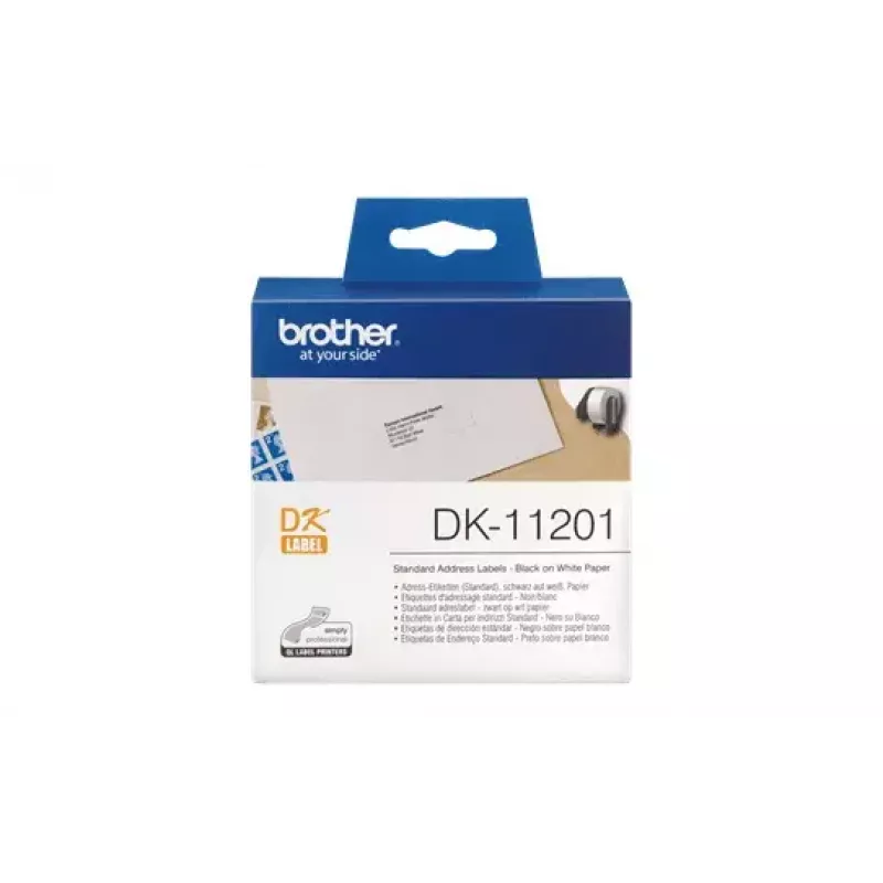 Etiquetas de direcciones Brother DK11201 negro sobre blanco