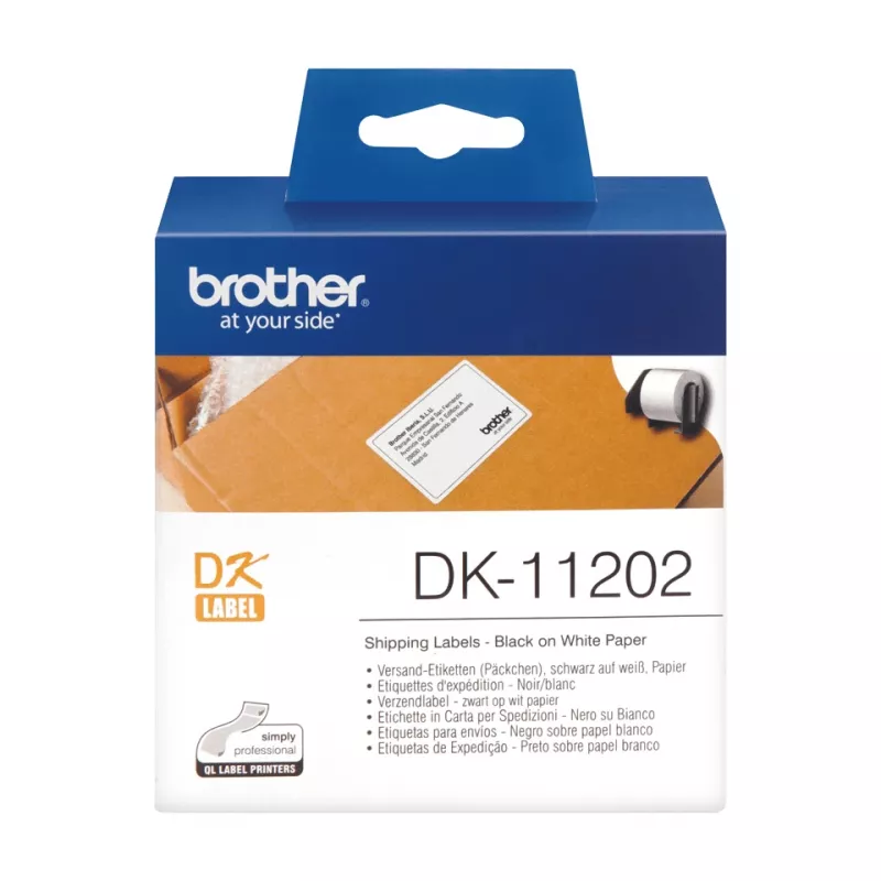 Etiquetas de envío Brother DK11202 negro sobre blanco 62 mm