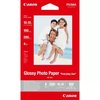 Papel fotográfico Canon GP-501 Glossy 10x15 cm - 100 hojas, brillo, 210 g/m², 100 hojas, 210 µm, 100 mm, 150 mm