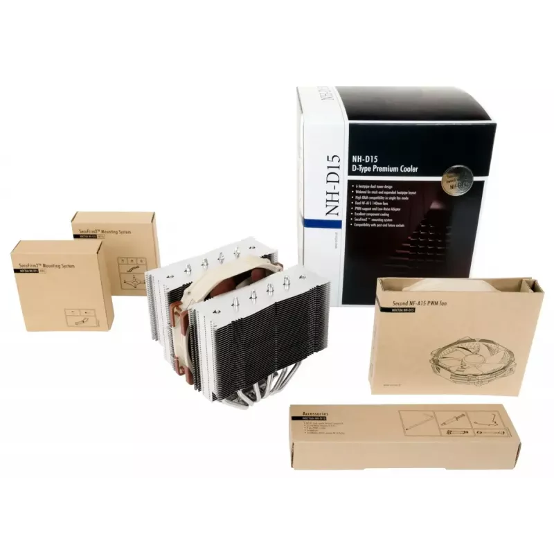 Disipador Noctua NH-D15 14 cm beige marrón acero 1500 rpm 140,2 m³/h
