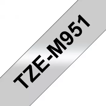 Cinta de rotular Brother TZE-M951 negro sobre plata