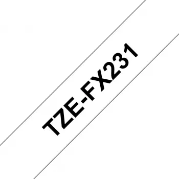 Cinta de rotular Brother TZE-FX231, negro sobre blanco TZ