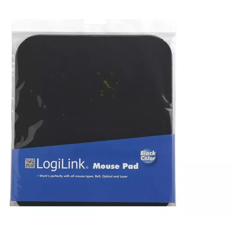 Alfombrilla de ratón LOGILINK ID0096 — negra, 250 × 220 mm, superficie de un solo color