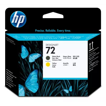 Cabezal de impresión HP 72 negro mate y amarillo DesignJet