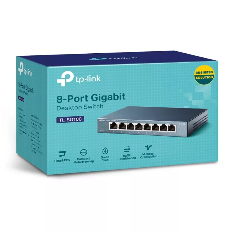 Switch de red de escritorio TP-Link 8 puertos 10/100/1000Mbps, no gestionado, Gigabit Ethernet (10/100/1000), full duplex