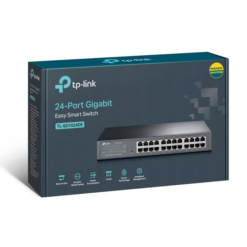 Switch Easy Smart TP-Link 24 puertos Gigabit, gestionado, L2, Gigabit Ethernet (10/100/1000), montaje en rack, 1U