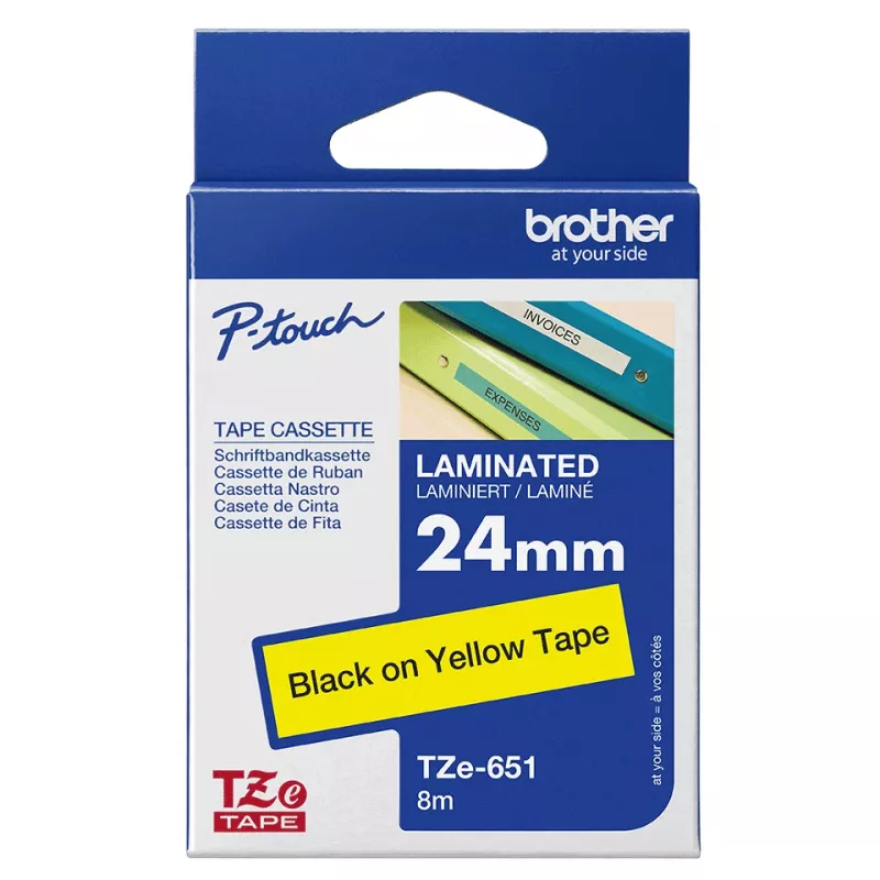 Cinta de rotulación Brother TZE651 24mm amarillo