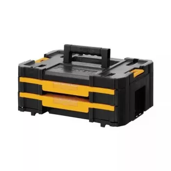 Caja de piezas pequeñas DeWalt DWST1-70706, plástico, 8 L, 2 compartimentos, con cierre, asa, 440×314×176 mm, negro