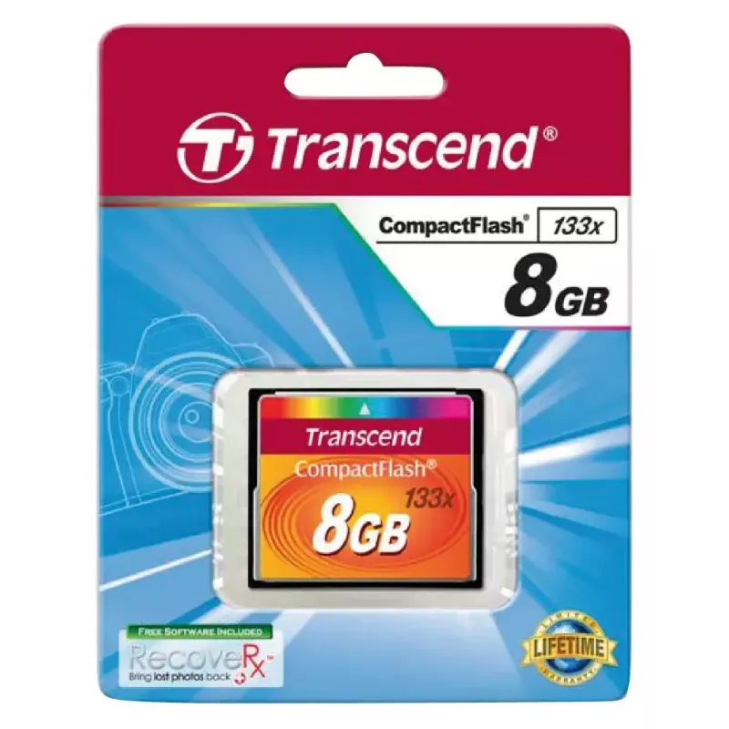 Tarjeta CompactFlash Transcend TS8GCF133, 8GB, 50MB/s lectura, 20MB/s escritura