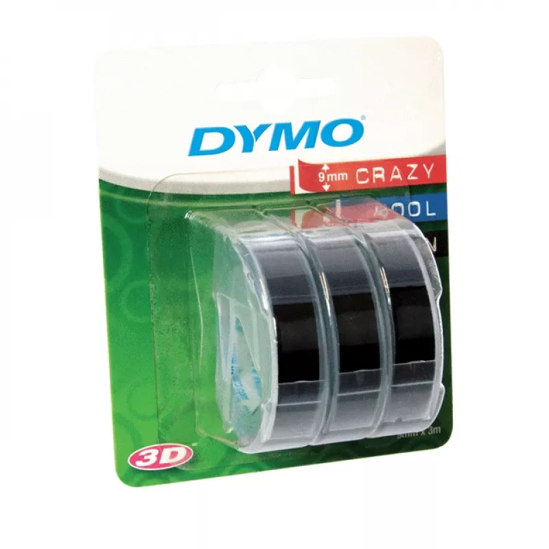 Cinta de rotular original DYMO | rollos de 9 mm x 3 m | letras blancas sobre negro | autoadhesiva | para rotuladoras | 3 uds.