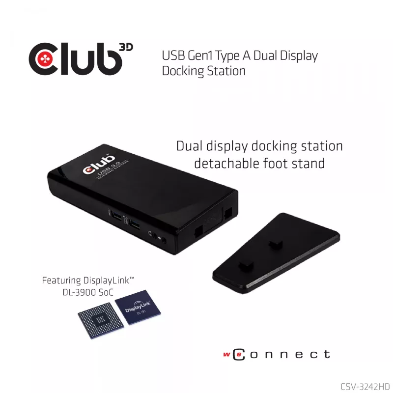 CLUB3D USB Gen1 Type A Dual Display (HDMI y DVI) DisplayLink™ Docking Station